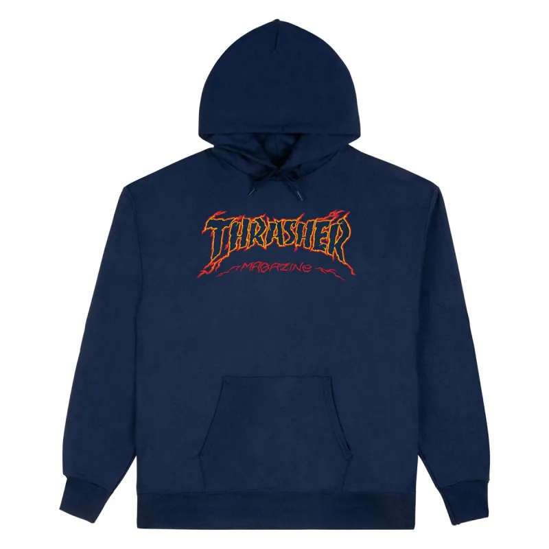 Thrasher Cracked By Exteenager Hoodie - Navy made by Thrasher