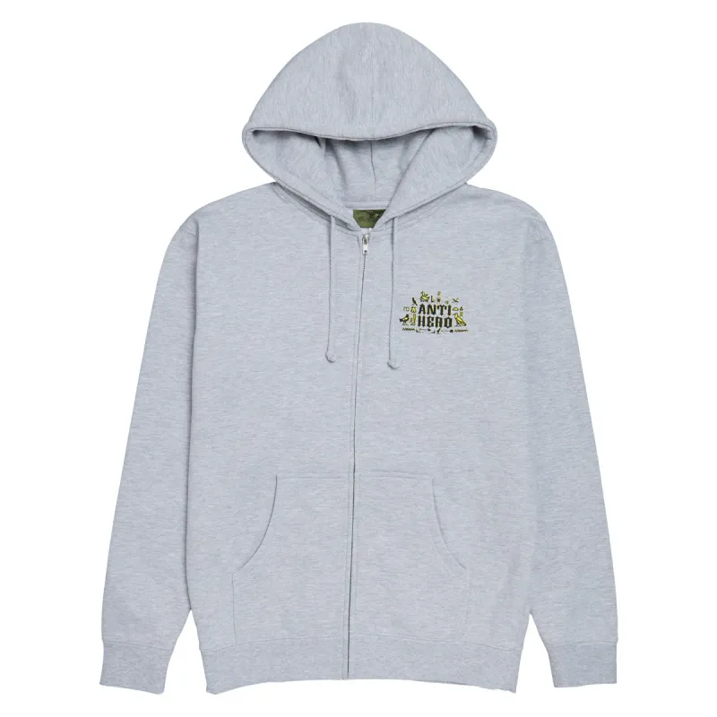 Anti-Hero Anti-Hiero Zip Up Hoodie - Grey Heather/Black/Yellow sold by CCS