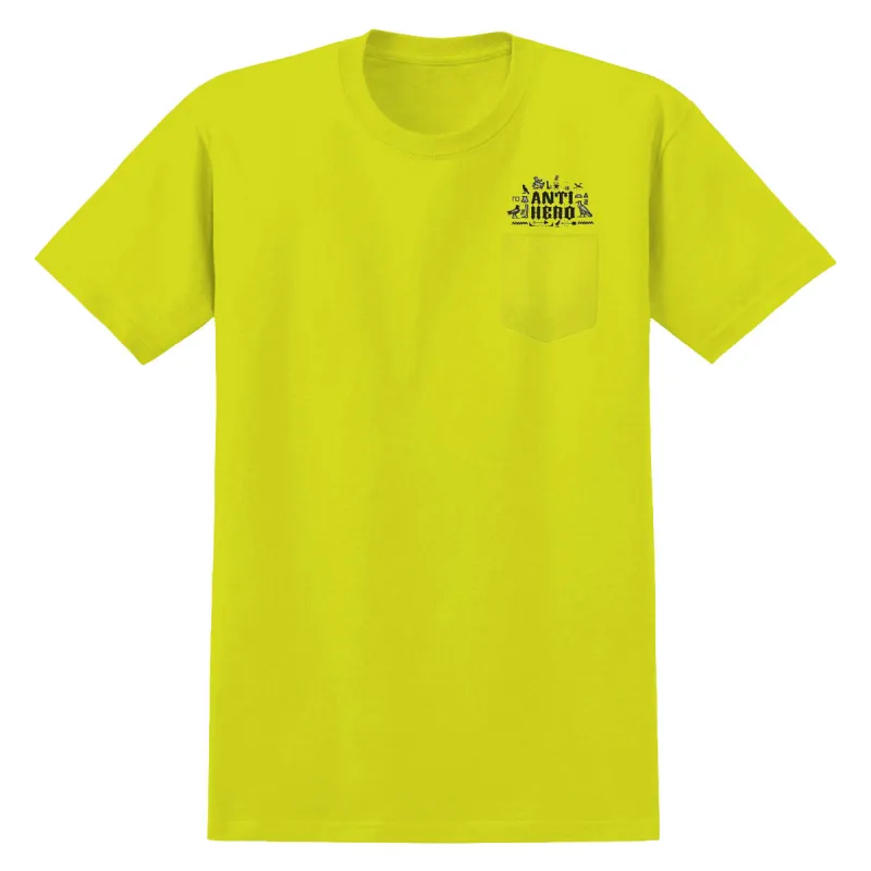 Anti-Hero Anti-Hiero Pocket T-Shirt - Safety Green/Black/Grey made by CCS