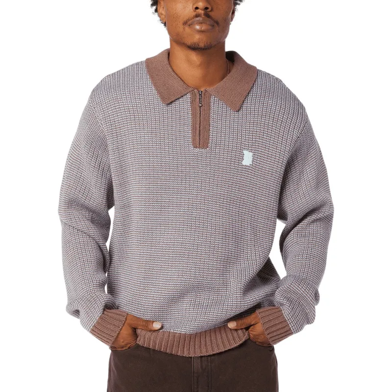 HUF Megablast Two Tone Waffle Sweater - Washed Blue/Moss sold by CCS