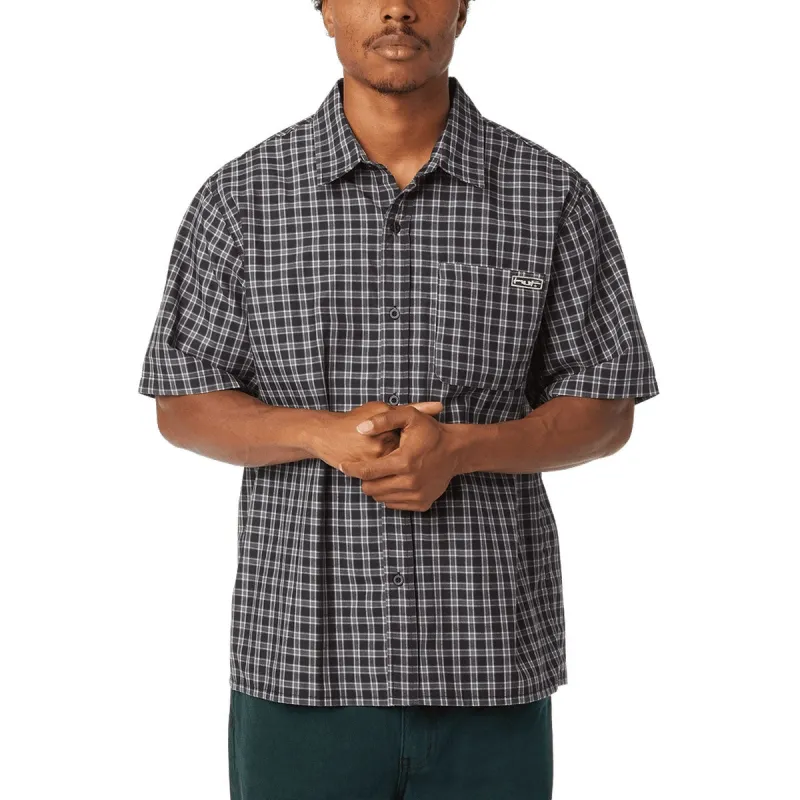 HUF Stretch Micro Plaid Shirt - Black sold by CCS