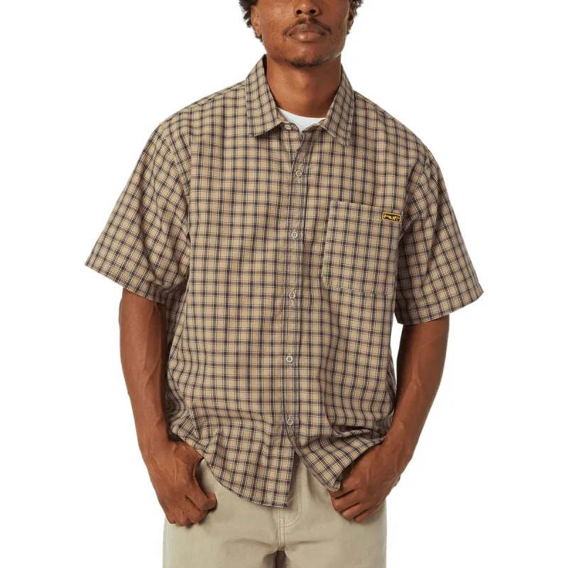 HUF Stretch Micro Plaid Shirt - Clay sold by CCS