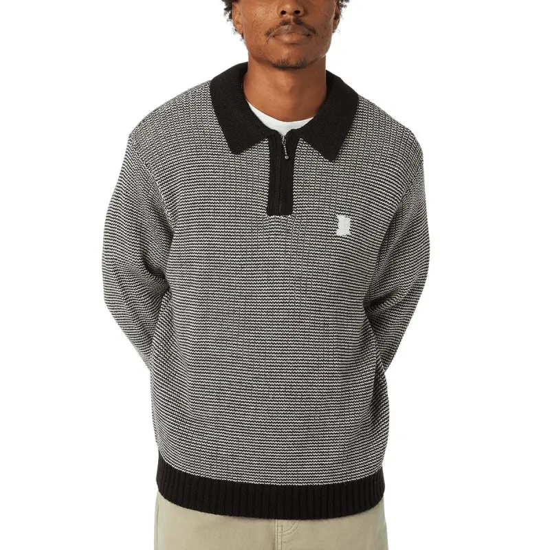 HUF Megablast Two Tone Waffle Sweater - Black/White made by HUF