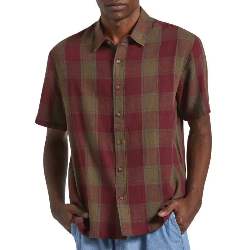 Brixton Cru Linen Blend Shirt - Olive Surplus/Port sold by CCS