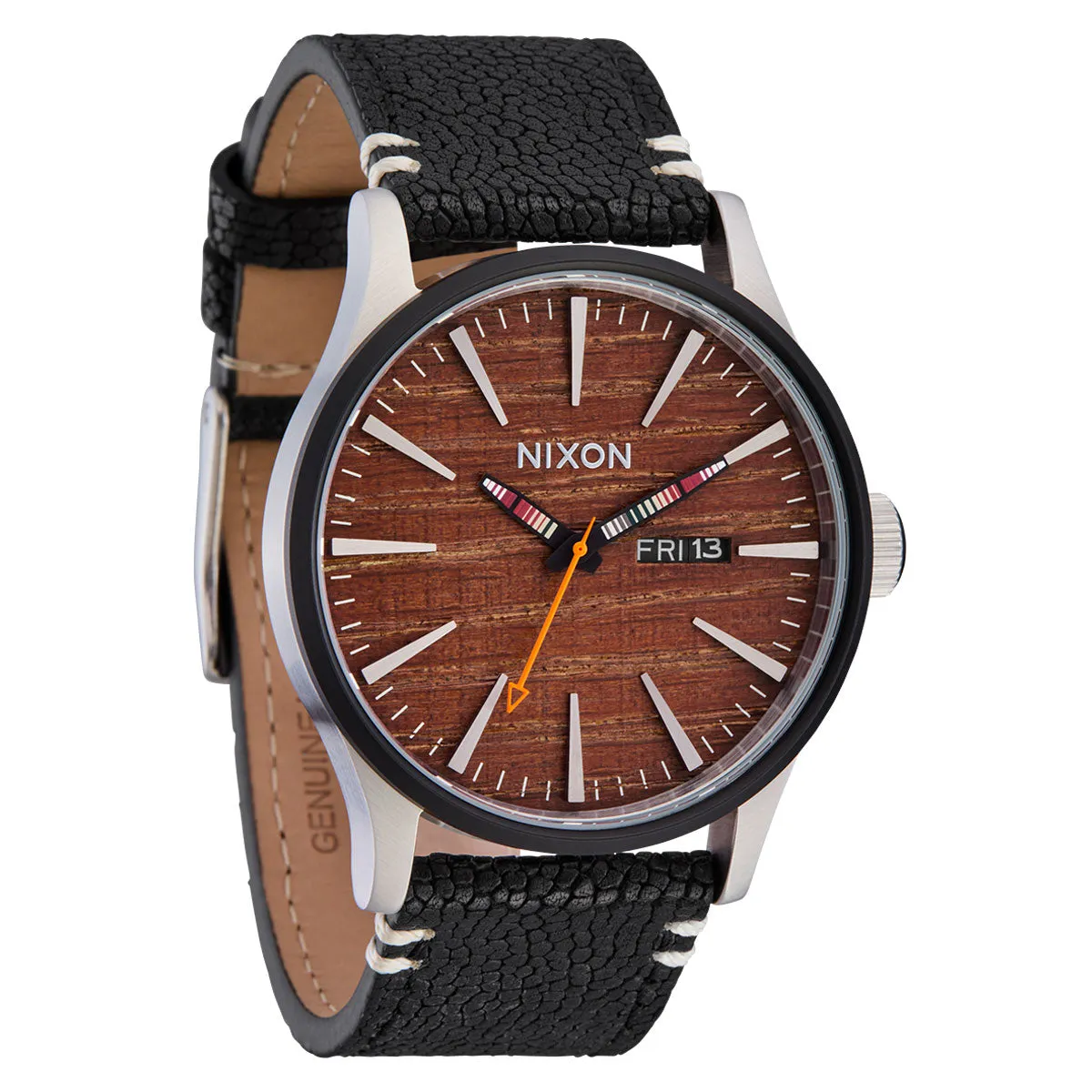 Nixon Sentry Leather Watch - Silver/Rosewood/Black sold by CCS product image thumbnail 3