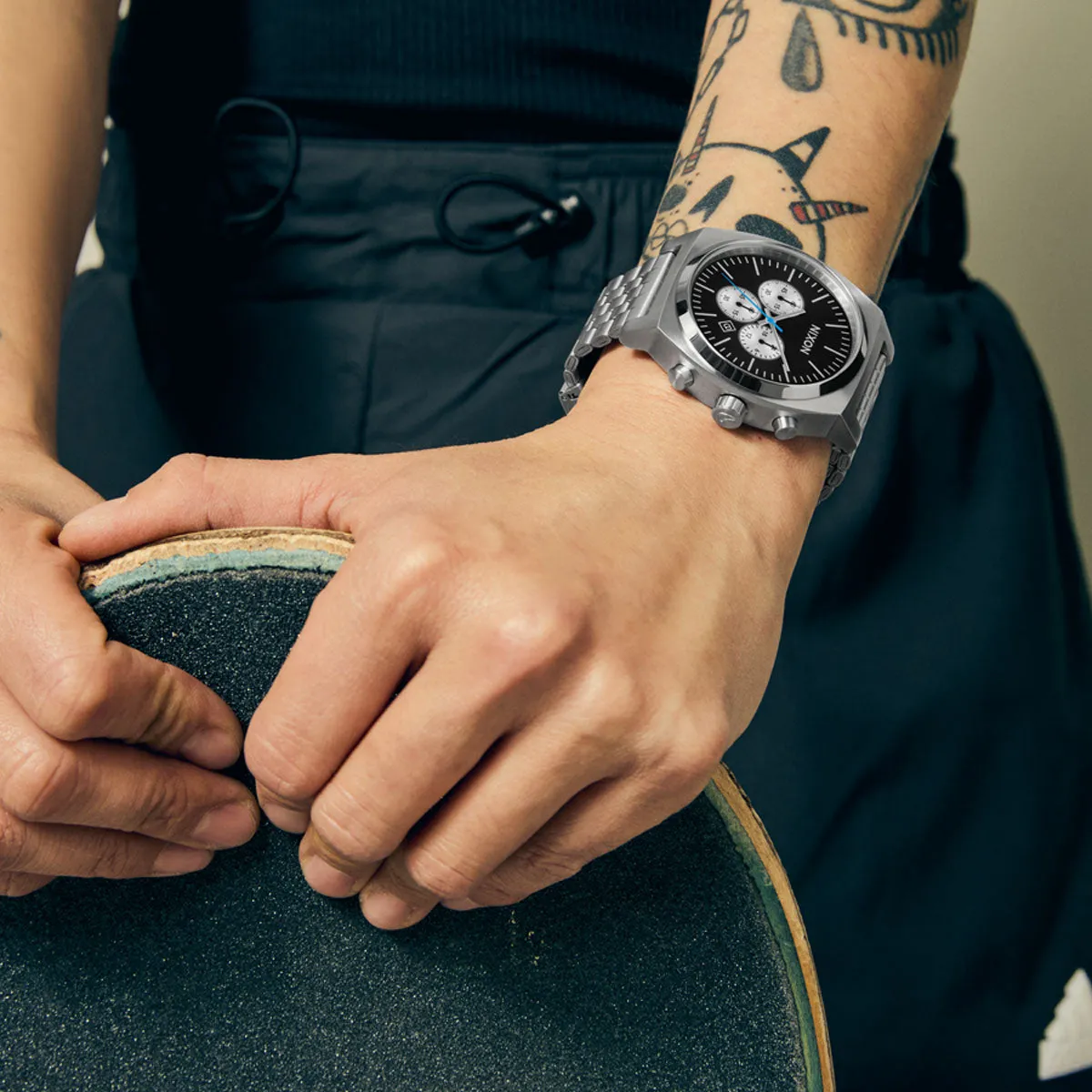 Nixon Time Teller Chrono Watch - Chrome/Black/Chrome Sunray sold by CCS product image thumbnail 5