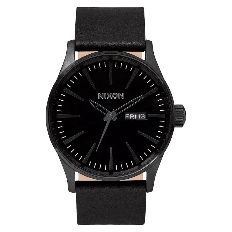 Nixon Sentry Leather Watch - All Black made by CCS
