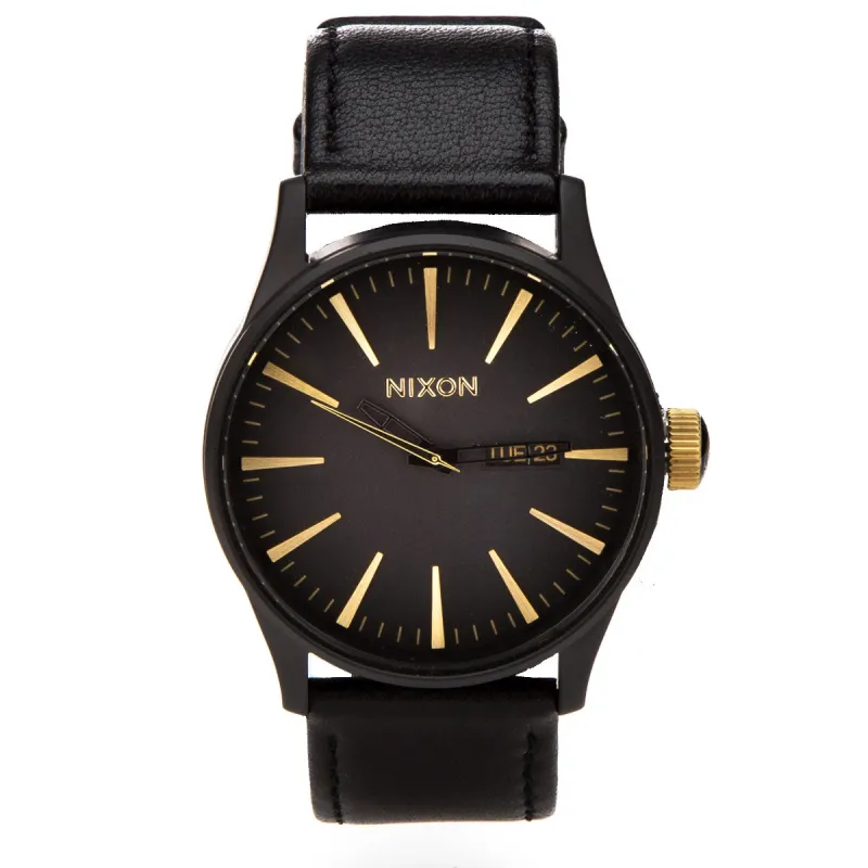 Nixon Sentry Leather Watch - Matte Black/Gold sold by CCS