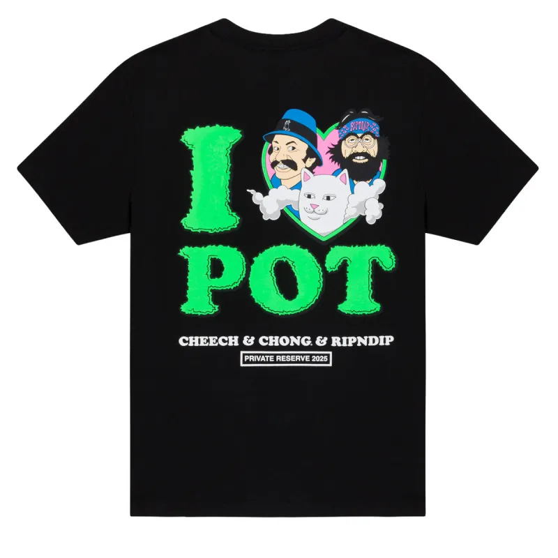 RIPNDIP x Cheech & Chong I Love Pot T-Shirt - Black sold by CCS