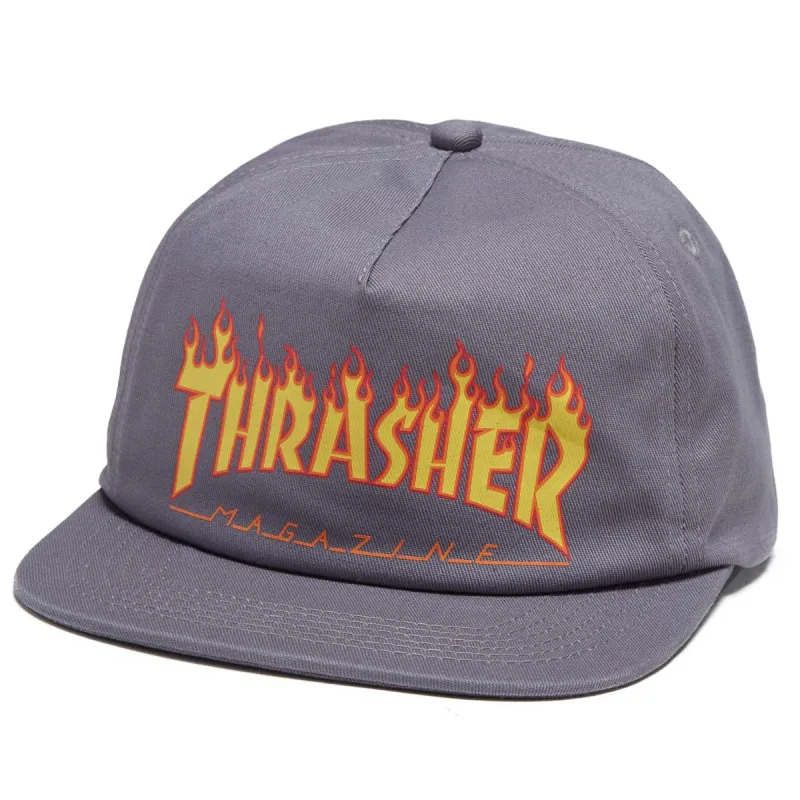 Thrasher Printed Flame Hat - Grey sold by CCS