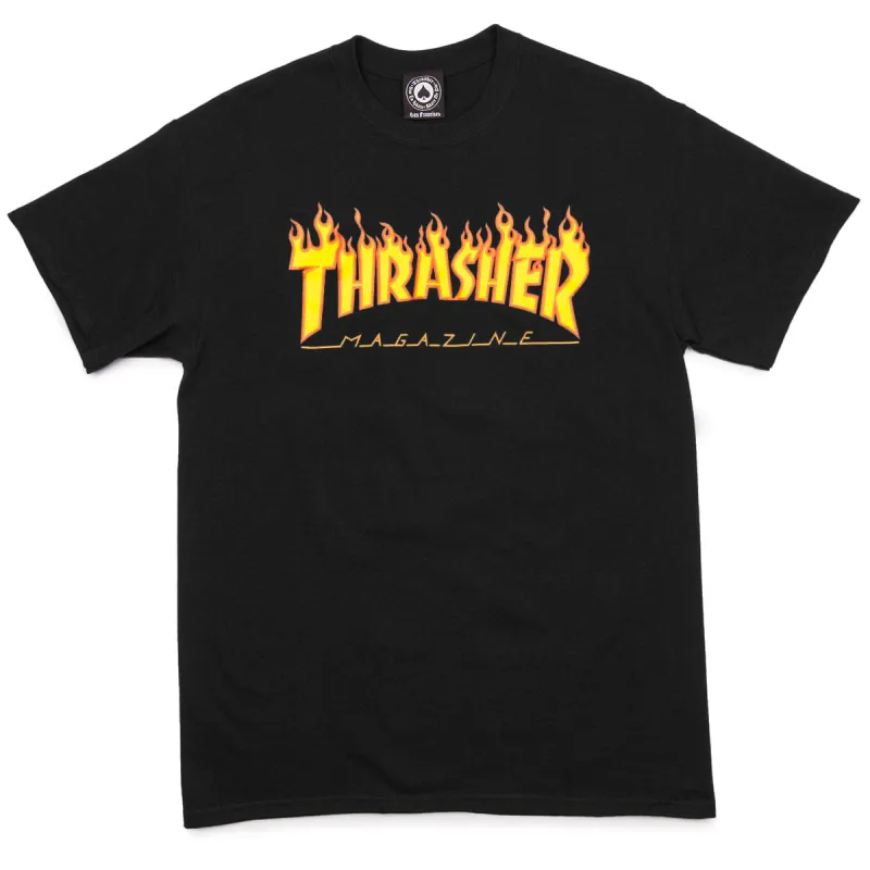 Thrasher Flame T-Shirt - Black sold by CCS