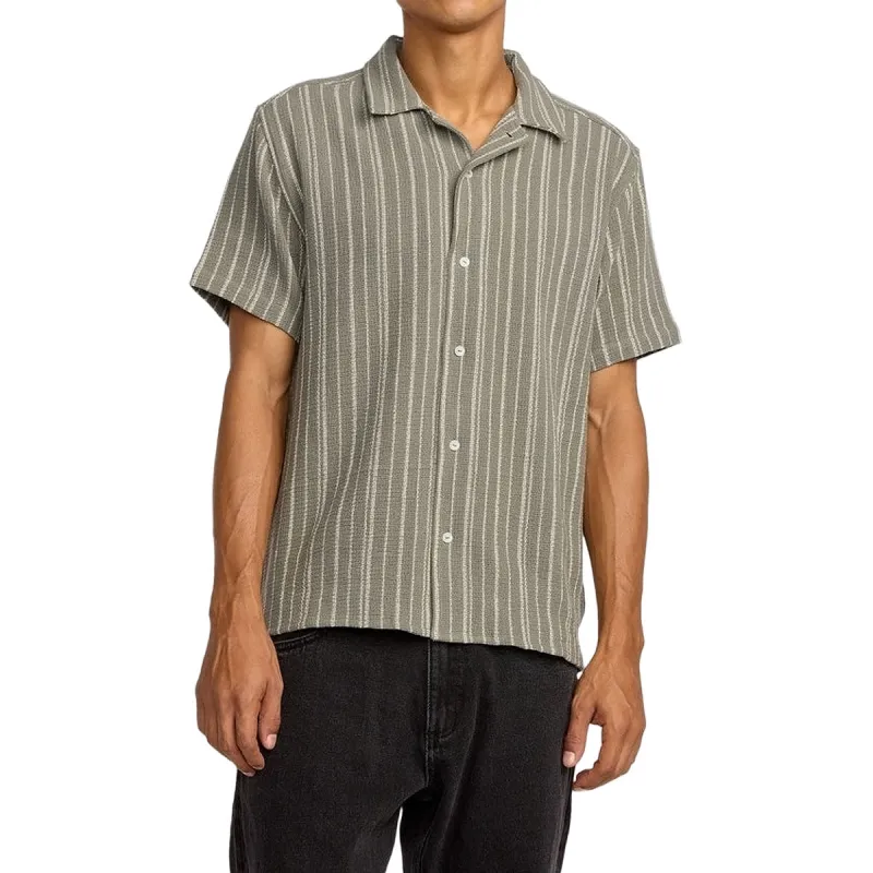 RVCA Vacancy Stripe Shirt - Light Olive made by RVCA