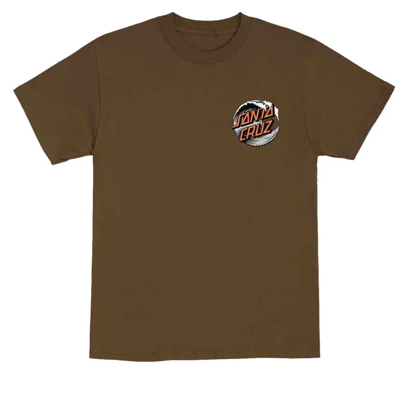Santa Cruz Wave Dot T-Shirt - Dark Chocolate/Grey/Orange made by Santa Cruz Skateboards