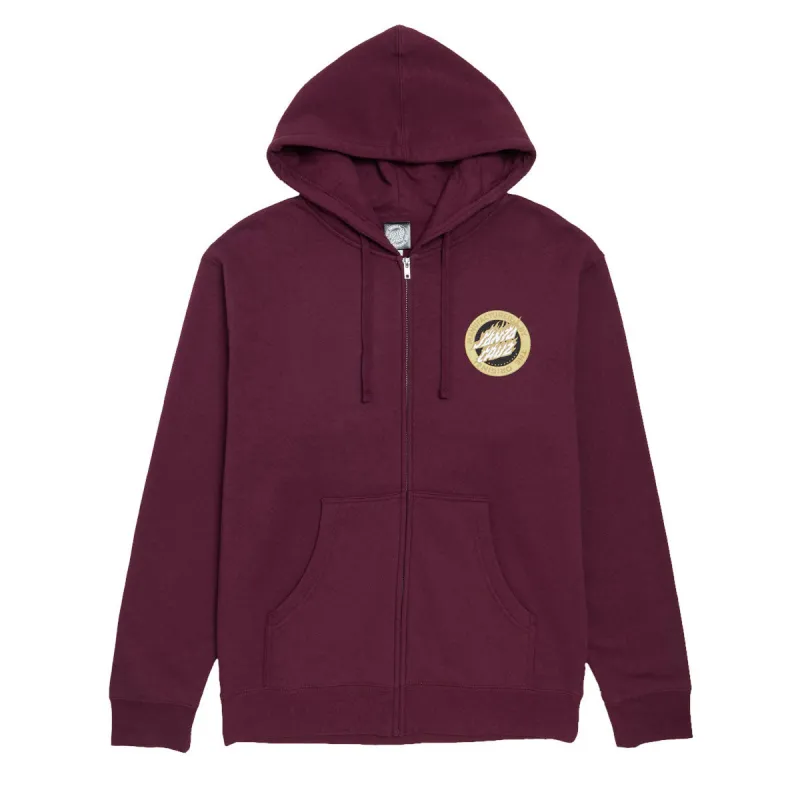 Santa Cruz Flamed MFG Dot Zip Up Hoodie - Maroon sold by CCS