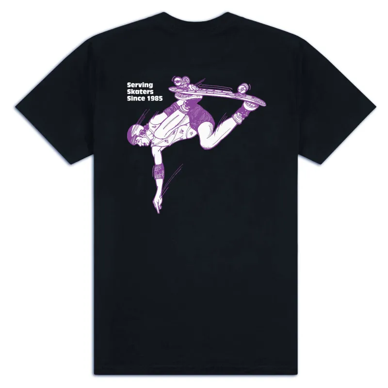 CCS June 1985 Ad T-Shirt - Black/Purple made by CCS