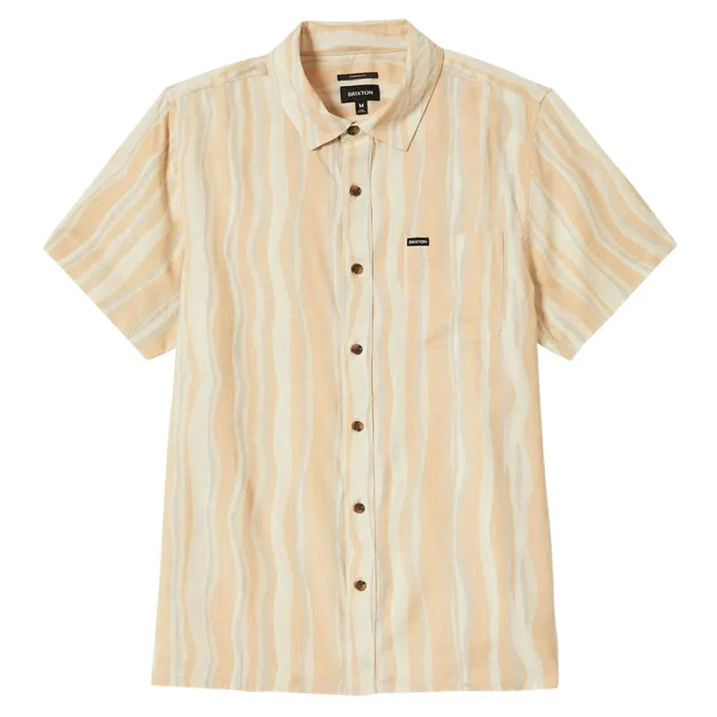 Brixton Cru Slub Shirt - Hazelnut/Painterly Stripe made by Brixton