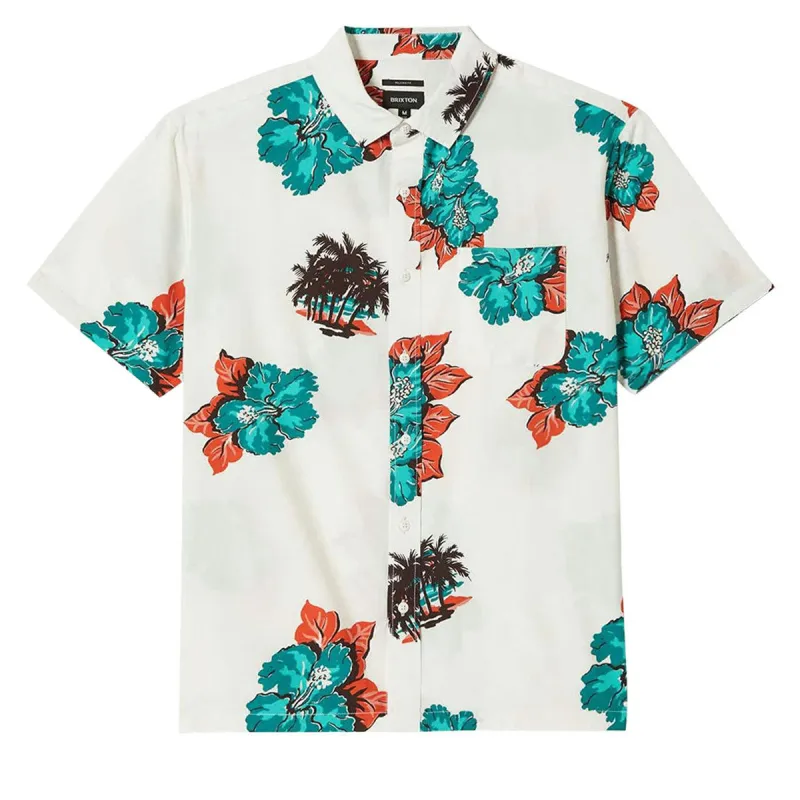 Brixton Cru Print Shirt - Off White/Aquatic Green Floral sold by CCS