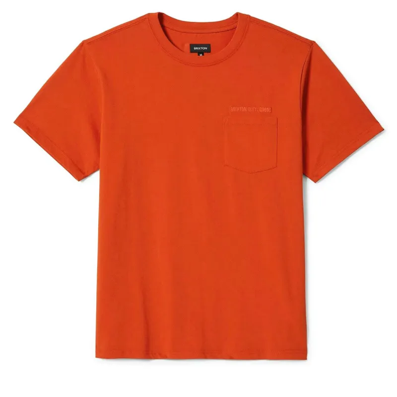 Brixton Emb Heavyweight Pocket T-Shirt - Trail Orange sold by CCS