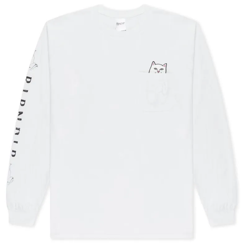 RIPNDIP Lord Nermal Pocket Long Sleeve T-Shirt - White sold by CCS