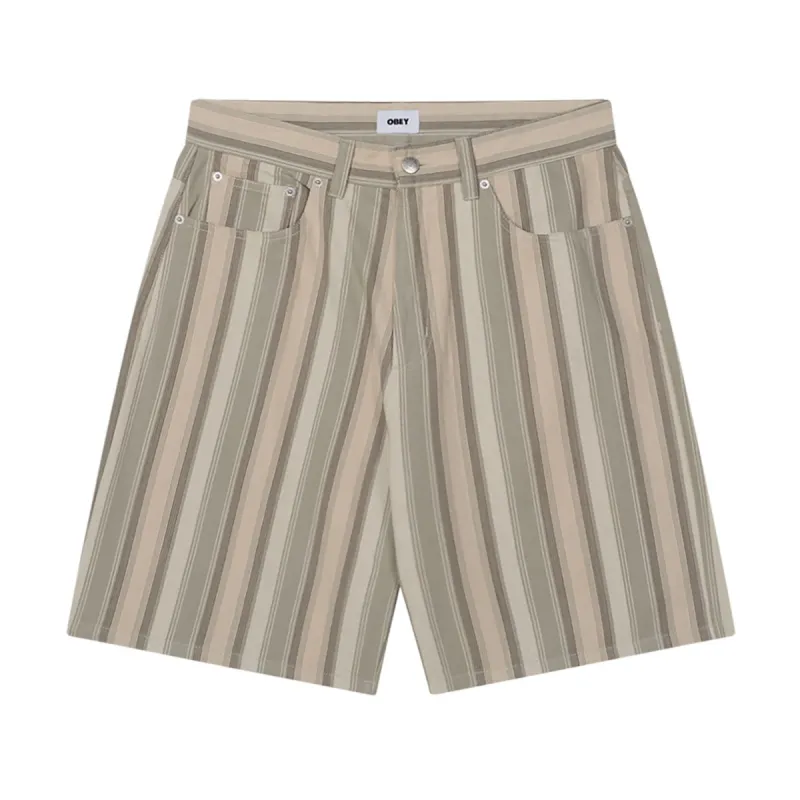 Obey Baja Stripe Baggy Denim Shorts - Dried Sage Multi made by Obey