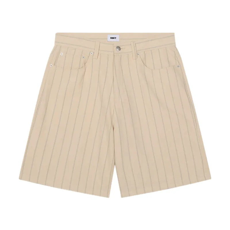 Obey Stripe Baggy Denim Shorts - Pelican Multi sold by CCS