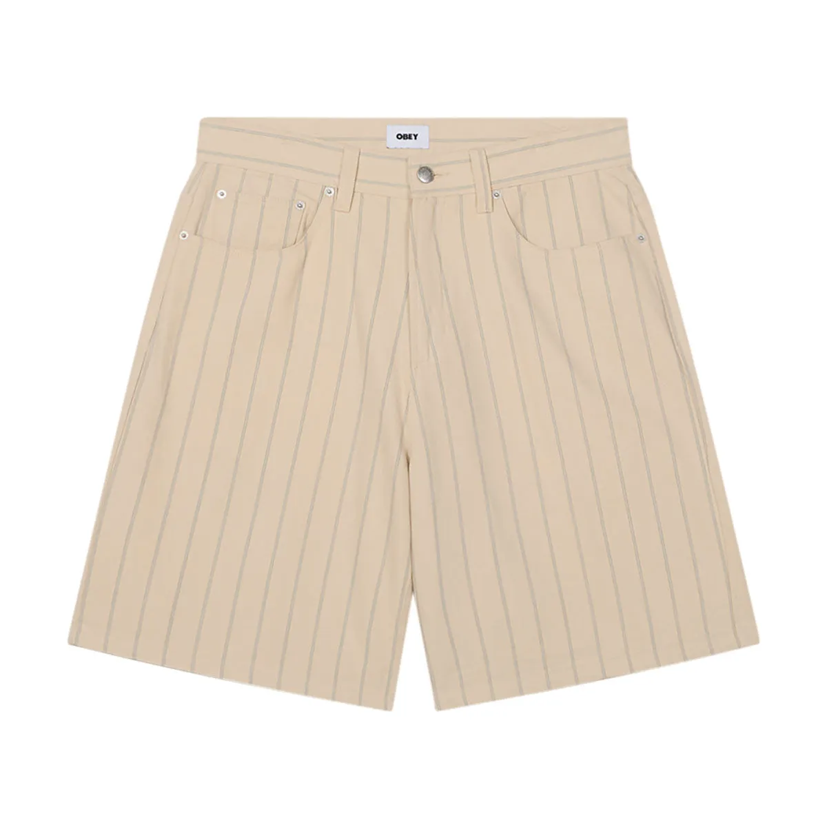 Obey Stripe Baggy Denim Shorts - Pelican Multi sold by CCS