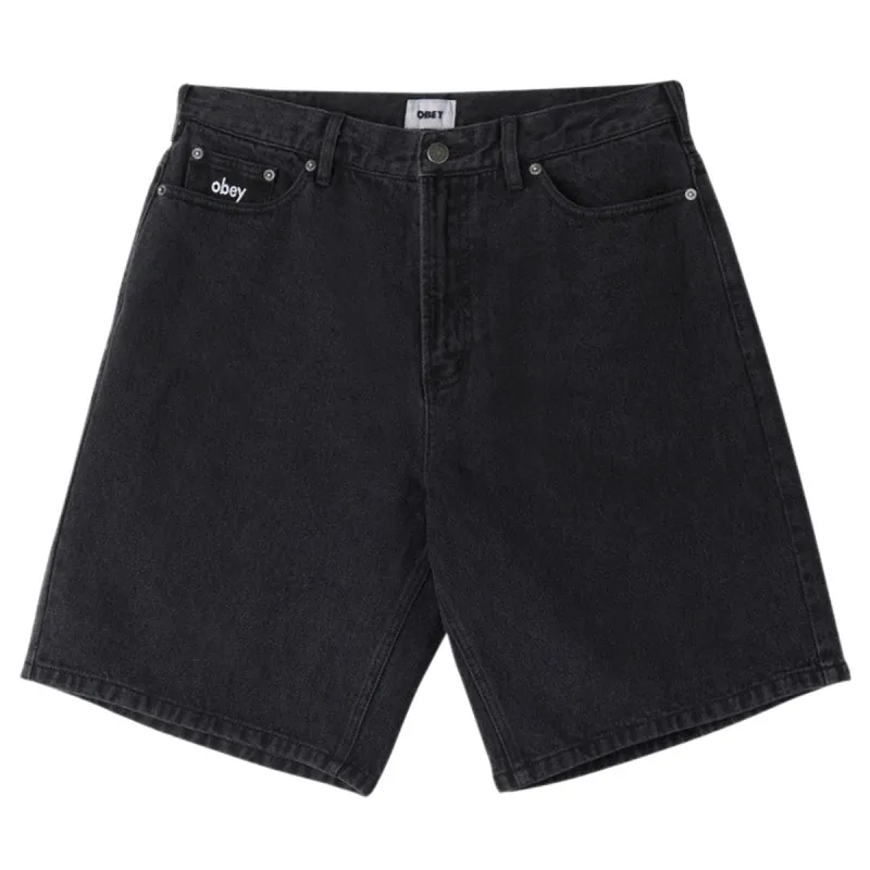 Obey Bigwig Baggy Denim Shorts - Faded Black sold by CCS