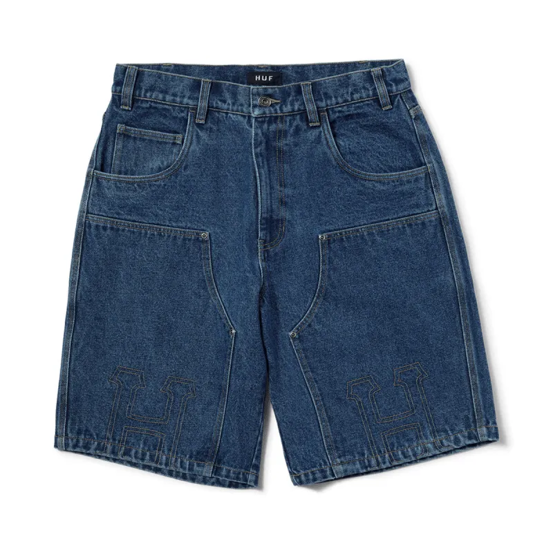 HUF Classic H Double Knee Denim Shorts - Stone Wash Indigo made by HUF
