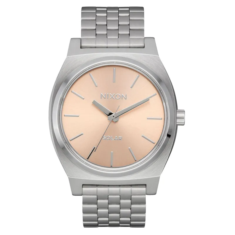 Nixon Time Teller Solar Watch - Silver/Salmon sold by CCS