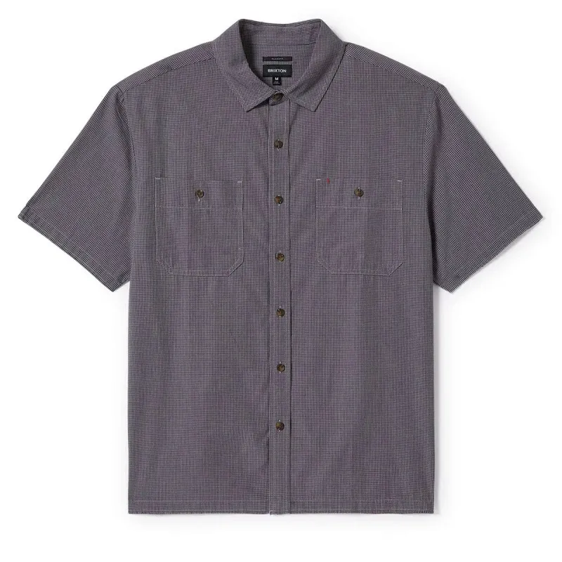 Brixton Cru Micro Plaid Shirt - Washed Navy Micro Plaid sold by CCS