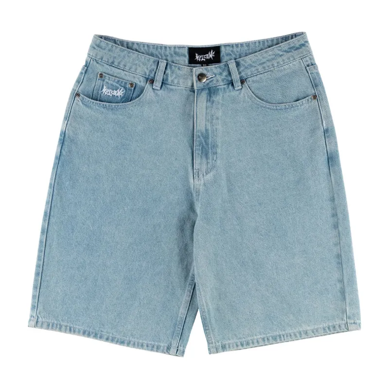 Welcome Linger Baggy Denim Shorts - Washed Blue sold by CCS