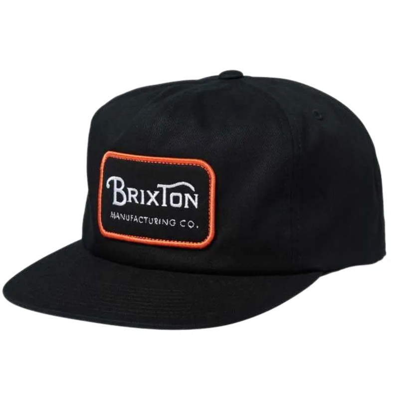 Brixton 20th Anniversary Grade Snapback Hat - Black/Orange/White made by Brixton
