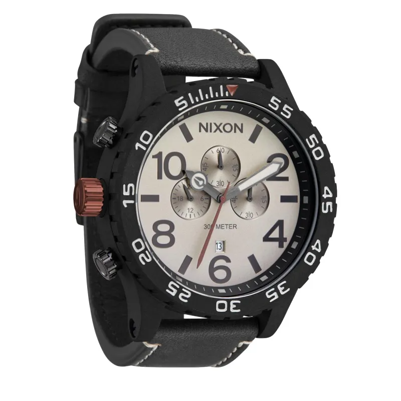 Nixon 51-30 Chrono Leather Watch - Black/Pumice/Charcoal sold by CCS