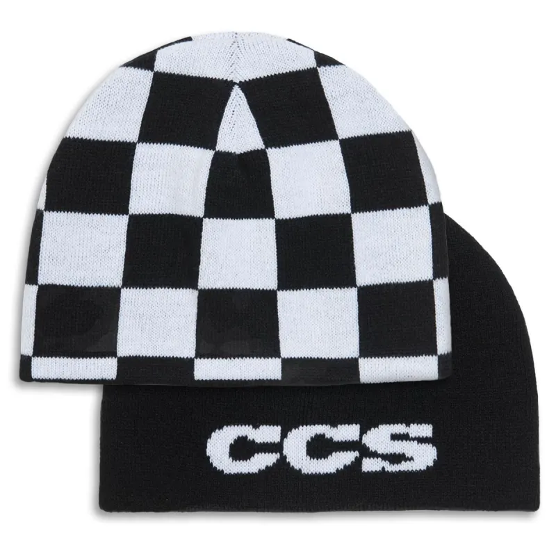 CCS Reversible Checkerboard Skully Beanie - Black/White sold by CCS
