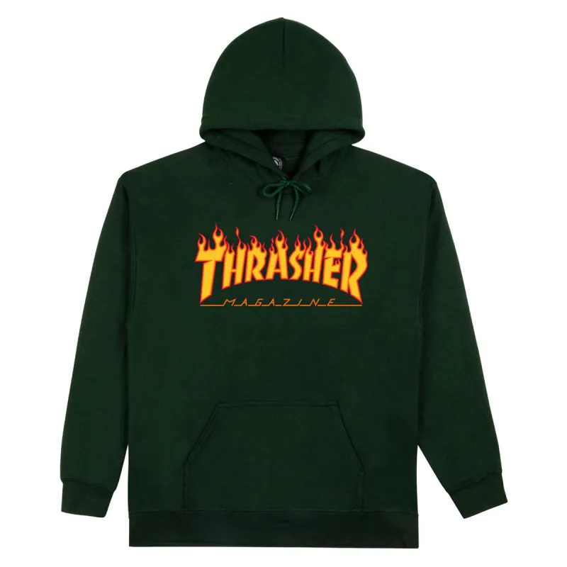 Thrasher Flame Hoodie - Forest Green sold by CCS