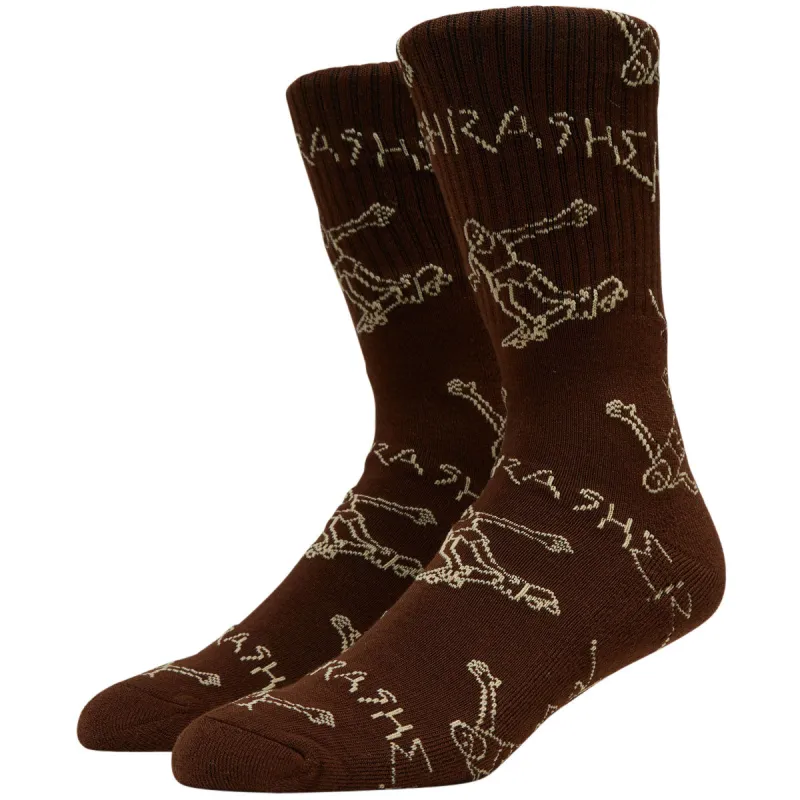Thrasher Gonz Logo Crew Socks - Brown/Tan made by Thrasher