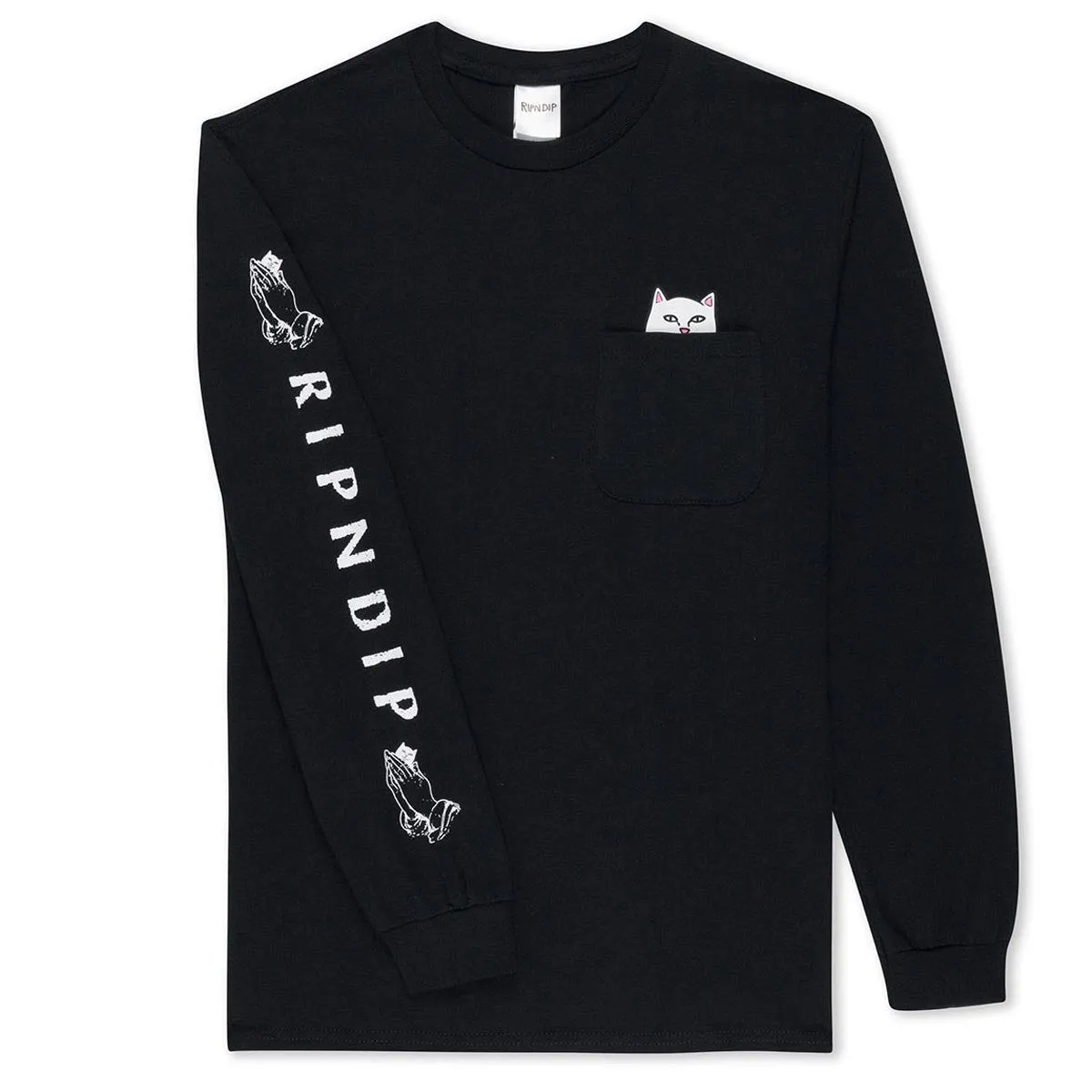 RIPNDIP Lord Nermal Pocket Long Sleeve T-Shirt - Black/White sold by CCS product image thumbnail 2