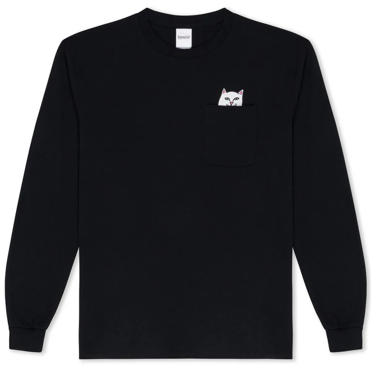 RIPNDIP Lord Nermal Pocket Long Sleeve T-Shirt - Black/White sold by CCS