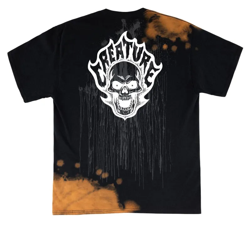 Creature Bonehead Flame Wash T-Shirt - Greasy Black made by CCS