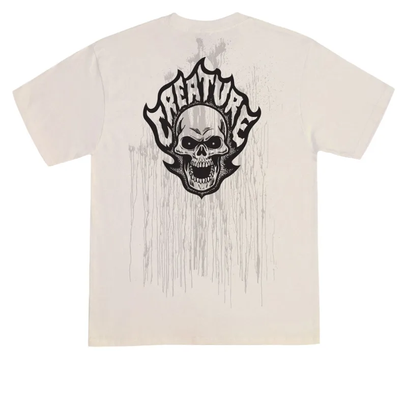 Creature Bonehead Flame Wash T-Shirt - Natural made by CCS
