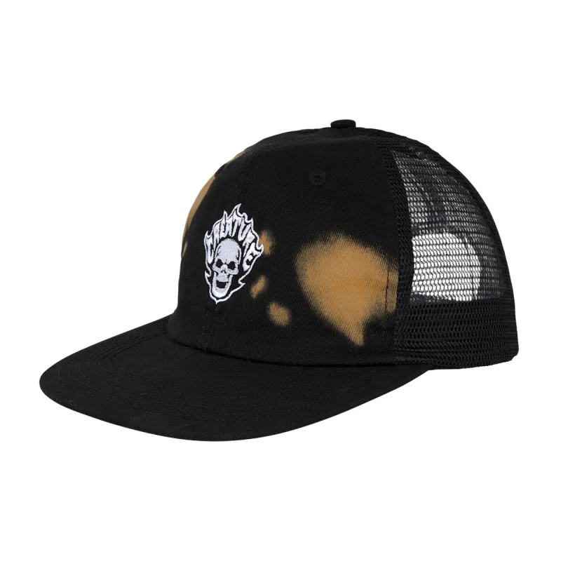 Creature Bonehead Flame Wash Mesh Trucker Hat - Greasy Black sold by CCS