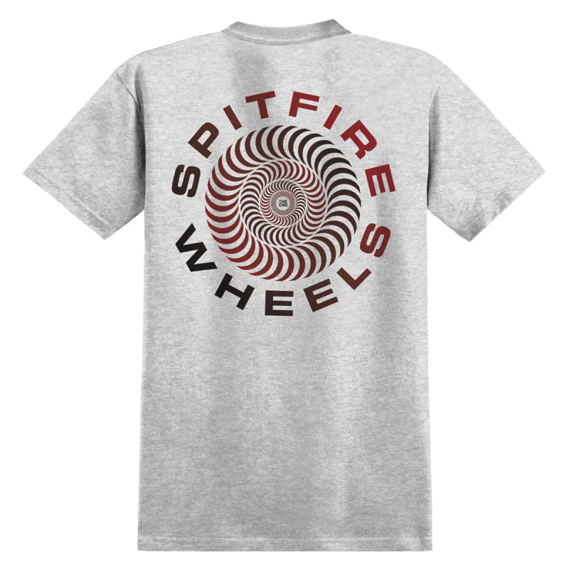 Spitfire Classic '87 Swirl Fade Fill T-Shirt - Ash Grey/Red/Black Fade sold by CCS