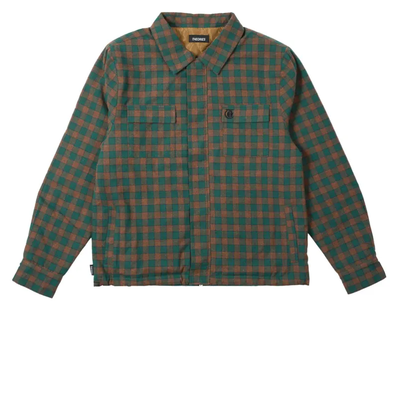 Theories Lantern Quilted Flannel Jacket - Green sold by CCS