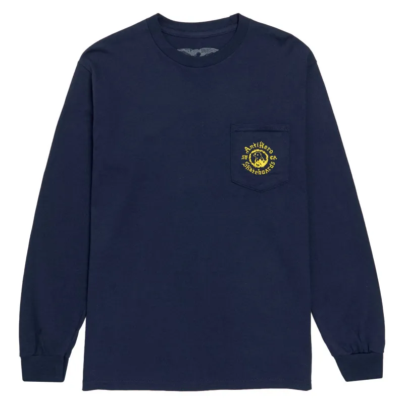 Anti-Hero Pigeon Motion Long Sleeve Pocket T-Shirt - Navy/Yellow made by CCS
