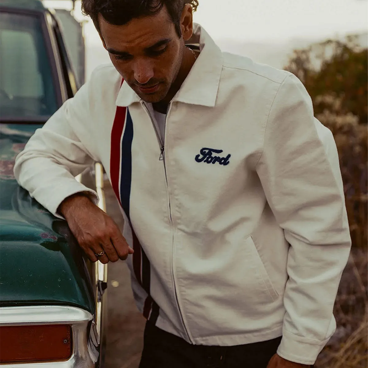 Brixton x Ford Number One Garage Jacket - Wimbleton White sold by CCS product image thumbnail 3