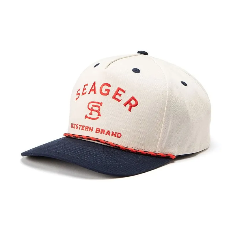 Seager Branded Snapback Hat - Cream/Navy sold by CCS
