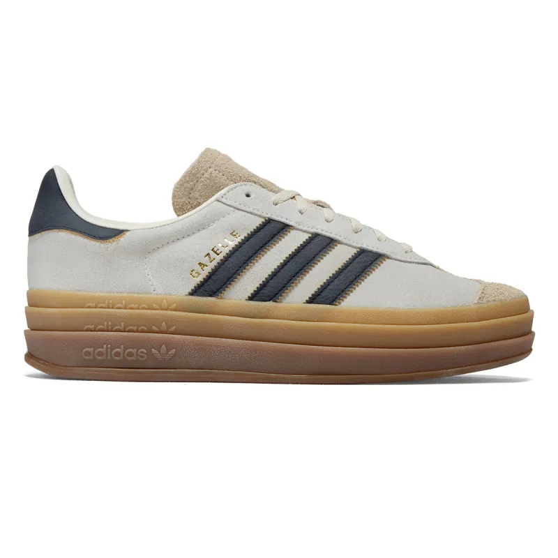 Adidas Womens Gazelle Bold Shoes - Cream White/Core Black/Sand Strata made by Adidas