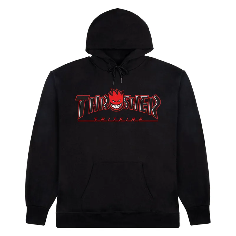 Thrasher x Spitfire Big Head Outline Hoodie - Black made by CCS