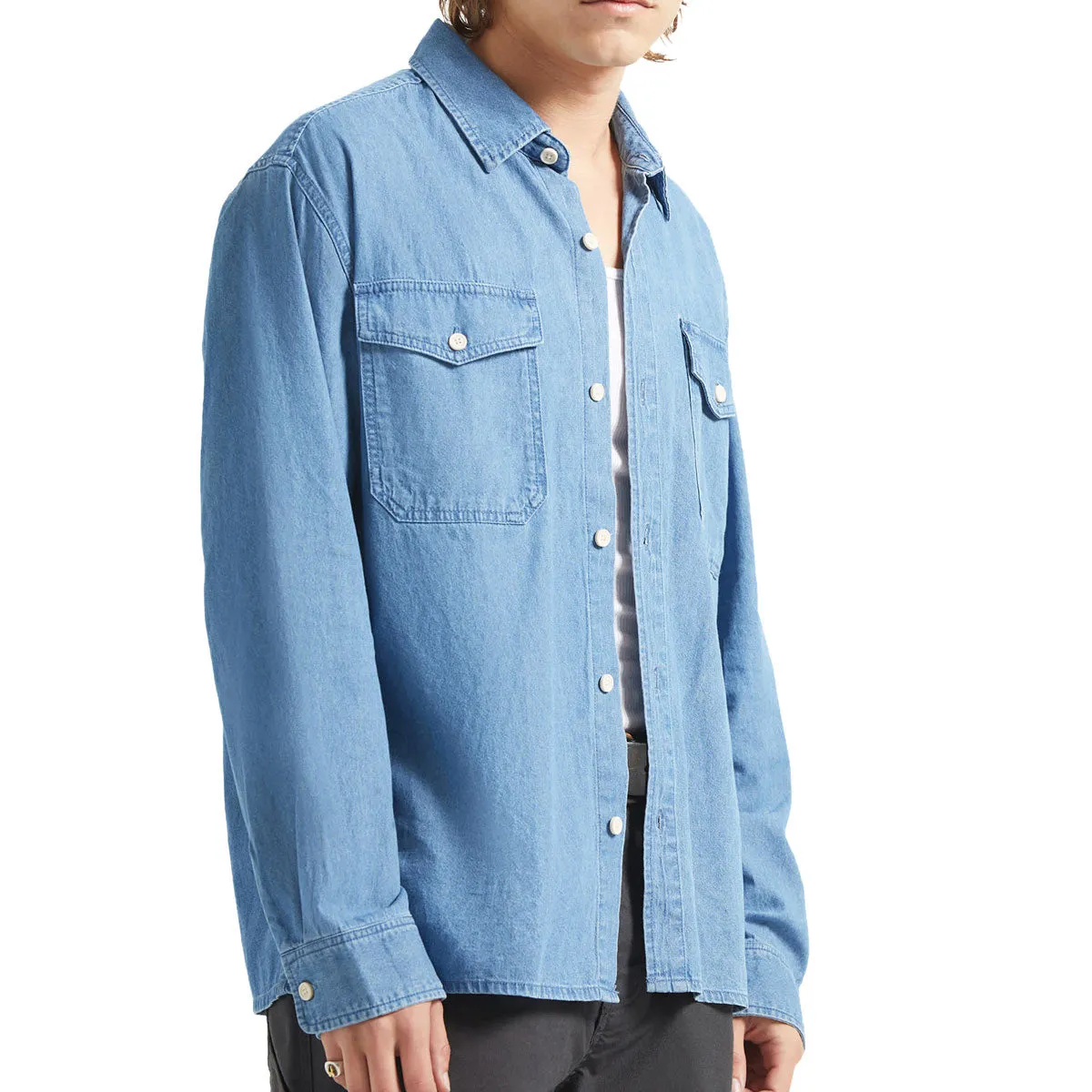 Brixton Waylon Lightweight Long Sleeve Over Shirt - Med Wash Chambrey sold by CCS product image thumbnail 3