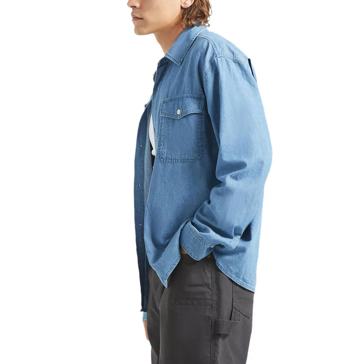 Brixton Waylon Lightweight Long Sleeve Over Shirt - Med Wash Chambrey sold by CCS product image thumbnail 4